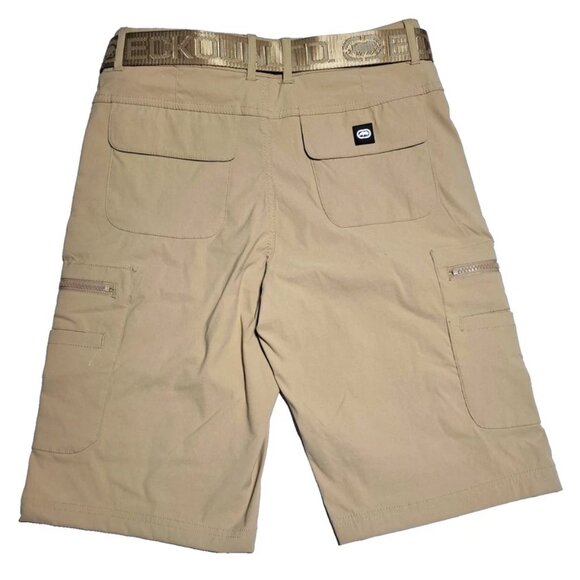 Ecko Unltd Kakhi Cargo Shorts Mens 29/30 Waist Belted Stretch Lightweight pocket - Picture 7 of 11